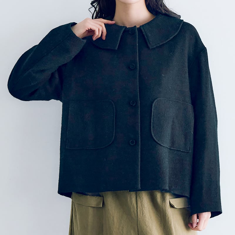 再入荷／完売しました＞シェットランドウールリネン・フラットカラー