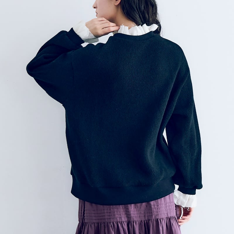 完売しました＞クォーターニット・フリルプルオーバー／ブラック | MAGALI