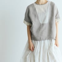 ＜完売しました＞コルトレイクリネン・ヨークブラウス／グレイ