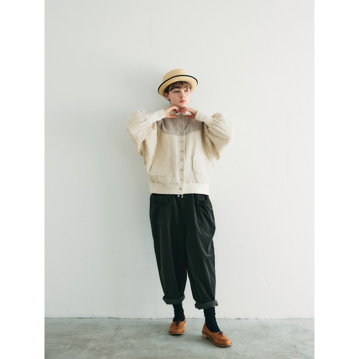 完売しました>トリプルウォッシュリネン&コーデュロイ·ブルゾン