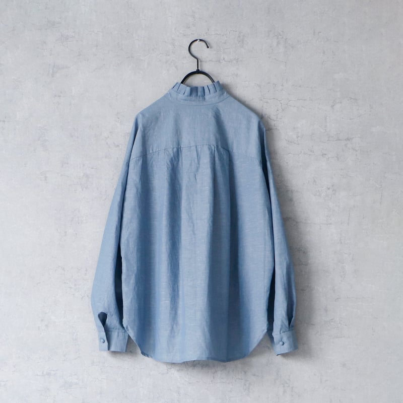 完売しました＞コットンリネンシャンブレー・ラッフルカラー