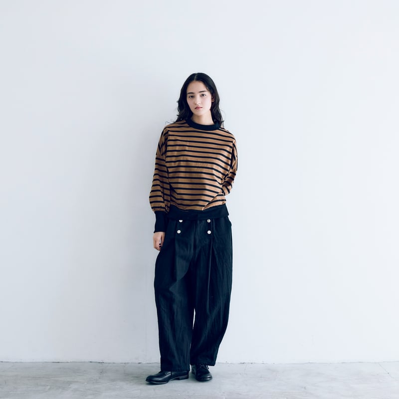 完売しました＞ハイゲージコットン・バスクボーダーカットソー ／モカ