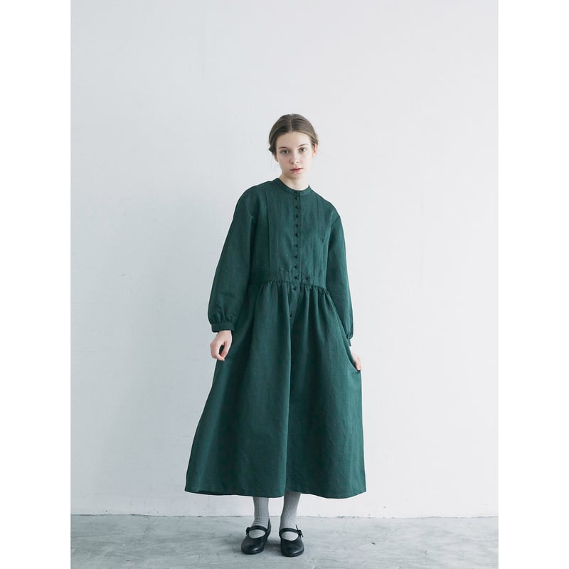 完売しました＞スーピマコットンリネン・タック・ギャザーワンピース  