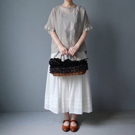 ＜7月30日再販／WEB限定販売＞Handspun Asymmetry Fray Basket  カゴバッグ／ブラック