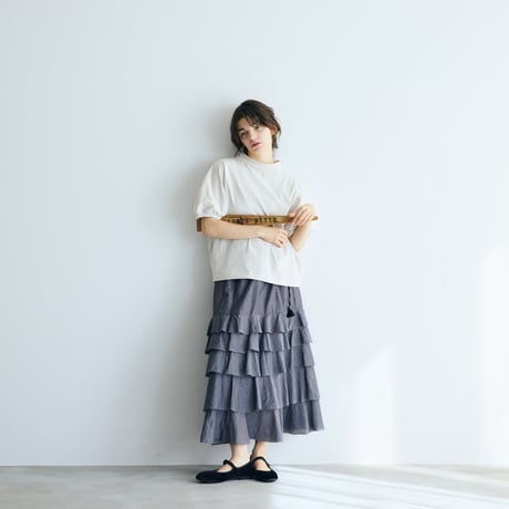 ＜完売しました＞コットン天竺・ギャザースリーブ・カットソー／オートミール