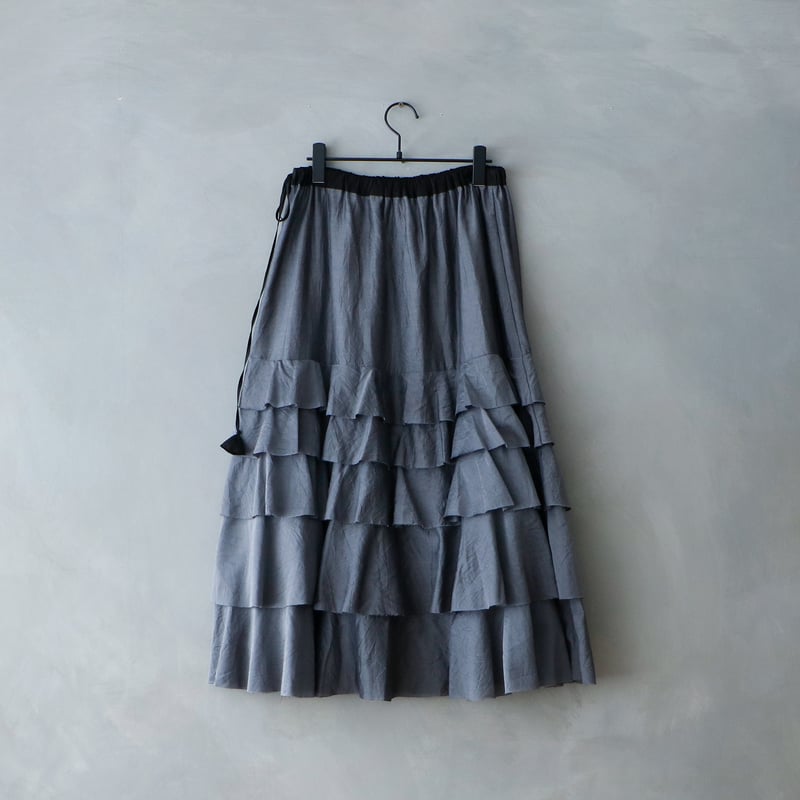 ANAYI シルク混 ティアードスカート 36 チャコールグレー ANAYI（アナイ）の「コットンシルクローンティアード スカート