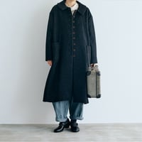 トラディショナルウール・フラットカラーコート／チャコール