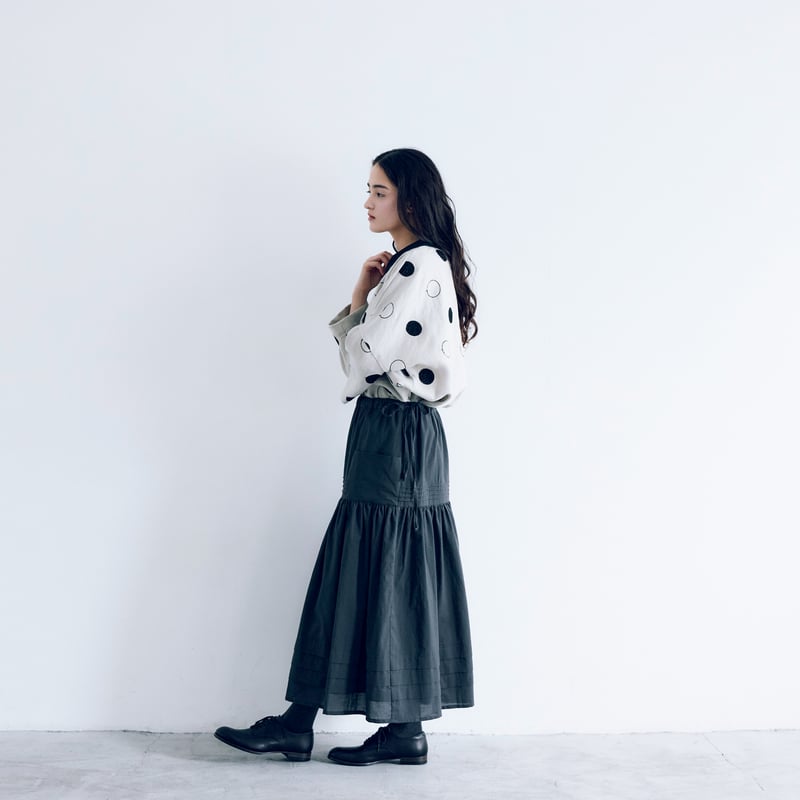 完売しました＞コットンシルク・ピンタックスカート／チャコール | MAGALI