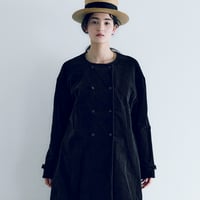 オールドヴィンテージコットン・ダブルボタンコート／ブラック
