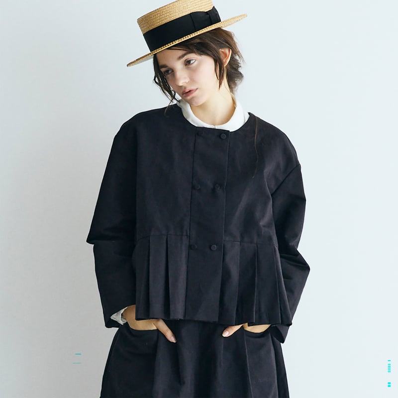 ハイカウントコットンリネン・ダブルボタンジャケット／ブラック | MAGALI