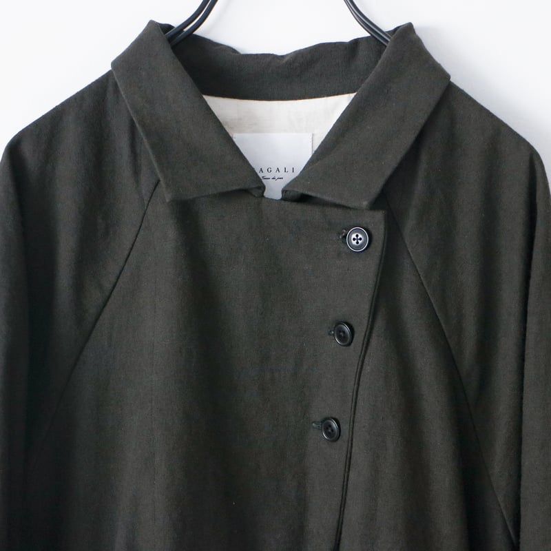 コットンリネン・アンティークキャンバス・トレンチコート／ブラック