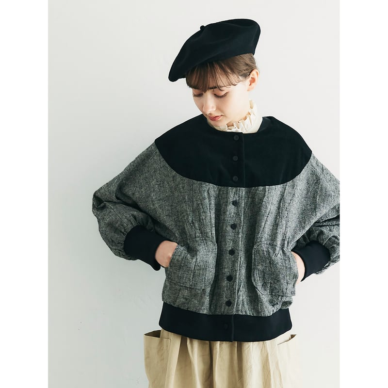 完売しました>トリプルウォッシュリネン&コーデュロイ·ブルゾン