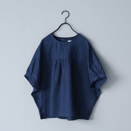 Indigo linen roomy blouse  インディゴリネン・ルーミーブラウス／ネイビー
