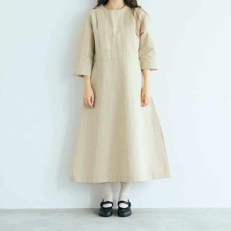 ハイカウントコットンリネン・グレースドレス／ベージュ | MAGALI