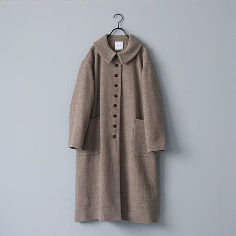 ＜完売しました＞トラディショナルウール・フラットカラーコート／ベージュ
