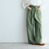 ＜完売しました＞コットンリネン・ファナージュ・ロングパンツ／カーキ