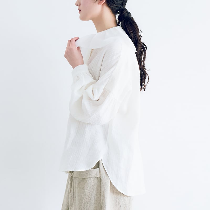 完売しました＞ストライプリネン・アンティークカラー・ブラウス／オフ