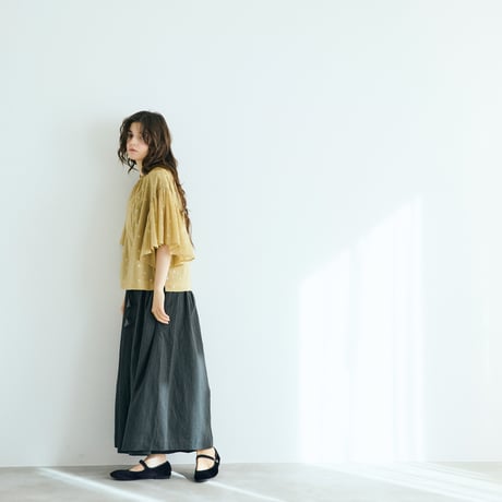 ＜完売しました＞ポワンダルジャンコットン・ギャザーブラウス／サンド