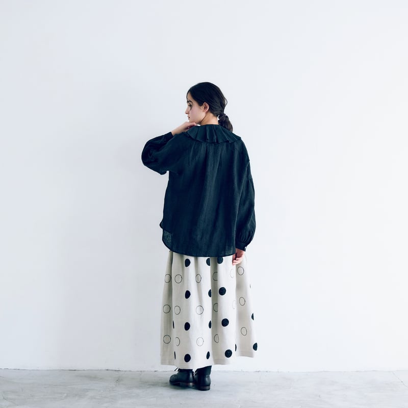 magali リネンブラウス MAGALI マガリ リネンラウンドブラウス #ホワイト、ブラック