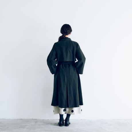 コットンリネン・アンティークキャンバス・トレンチコート／ブラック