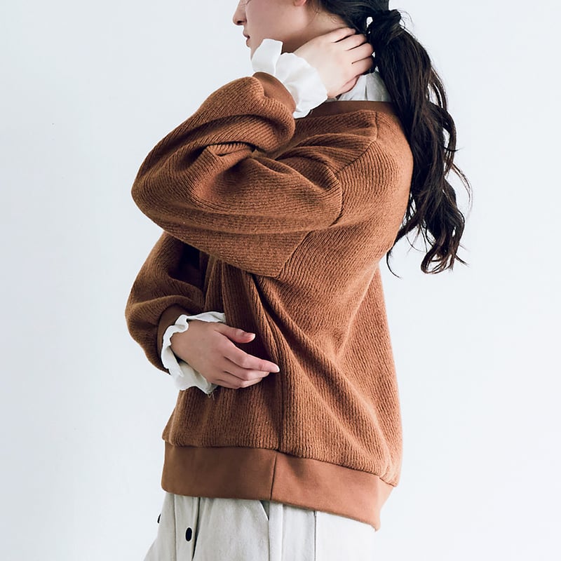 完売しました＞クォーターニット・フリルプルオーバー／ブラウン | MAGALI