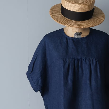 Indigo linen roomy blouse  インディゴリネン・ルーミーブラウス／ネイビー
