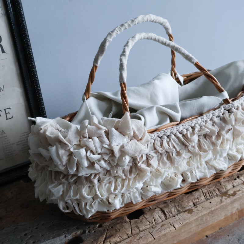 WEB限定販売＞Handspun Asymmetry Fray Basket カゴバッグ／