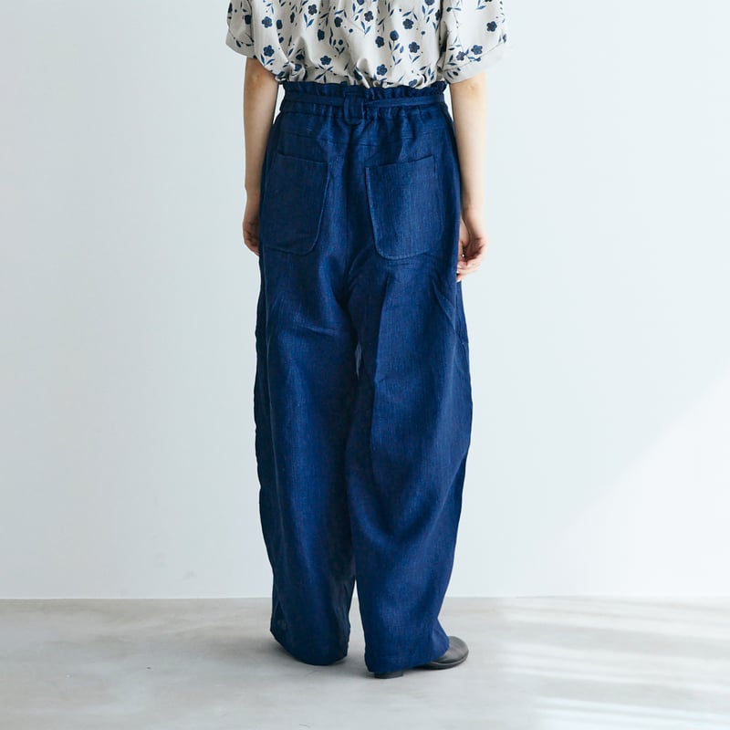 MAGALI ツイルリネンマリンパンツ デニムブルー 完売しました＞インディゴリネン・ロングパンツ／ネイビー | MAGALI