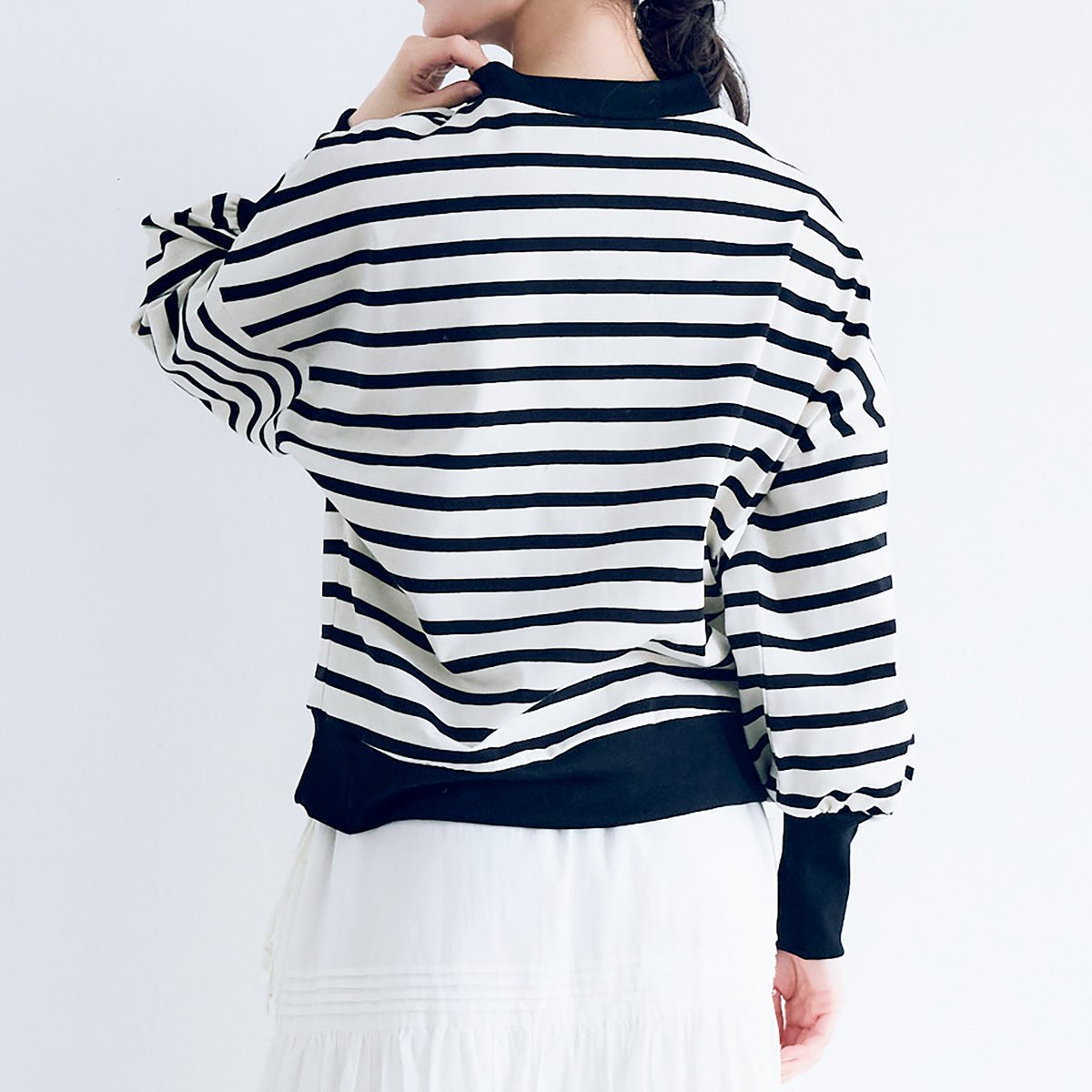 今季新品　MAGALI ハイゲージコットンバスクボーダーカットソー ハイゲージコットン・バスクボーダーカットソー ／アイボリー