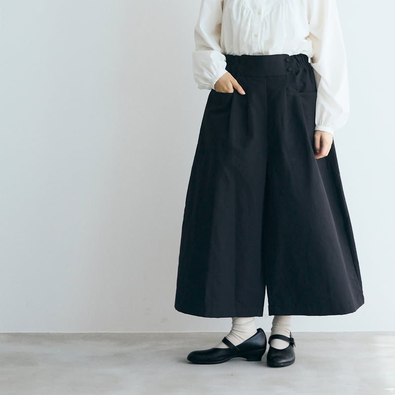 ハイカウントコットンリネン・コクーンパンツ／ブラック | MAGALI