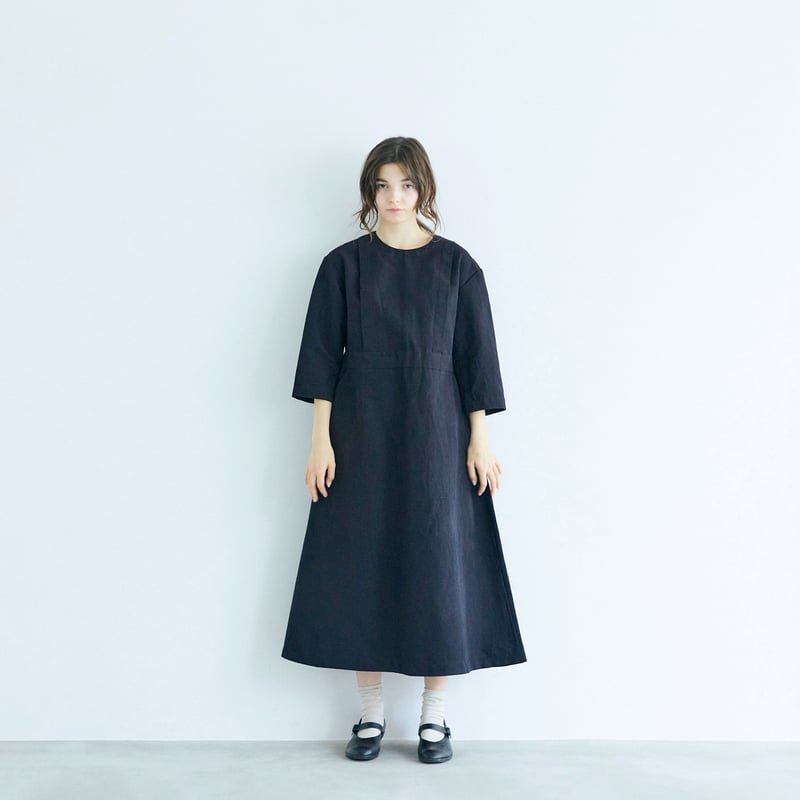 ハイカウントコットンリネン・グレースドレス／ブラック | MAGALI