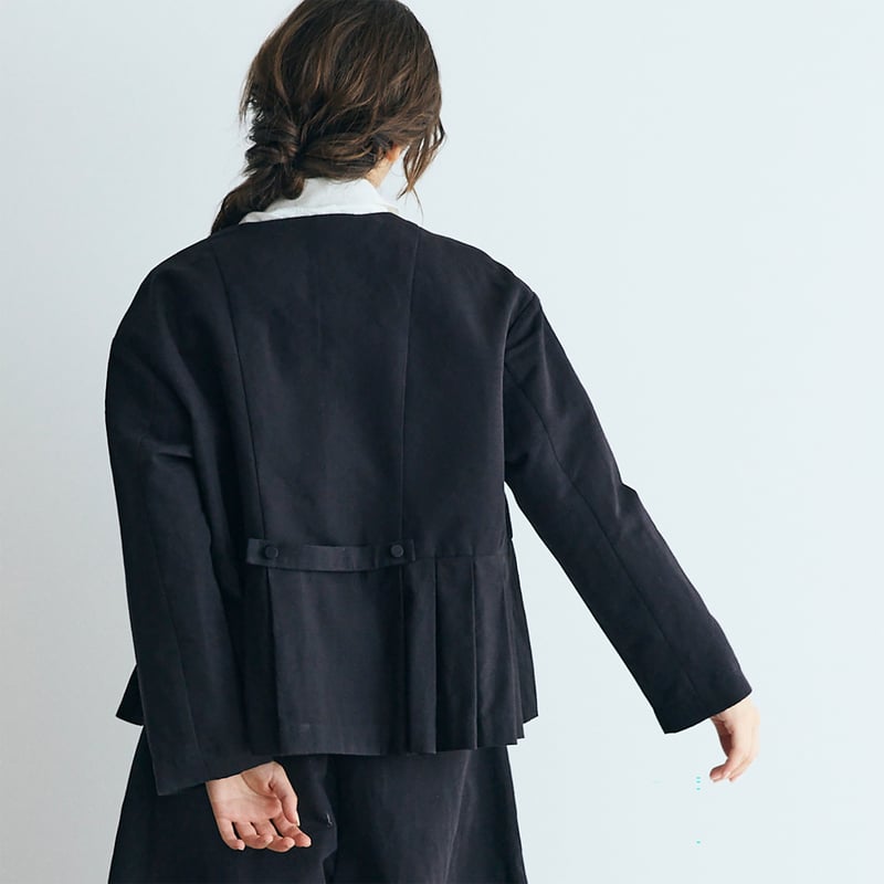 ハイカウントコットンリネン・ダブルボタンジャケット／ブラック | MAGALI