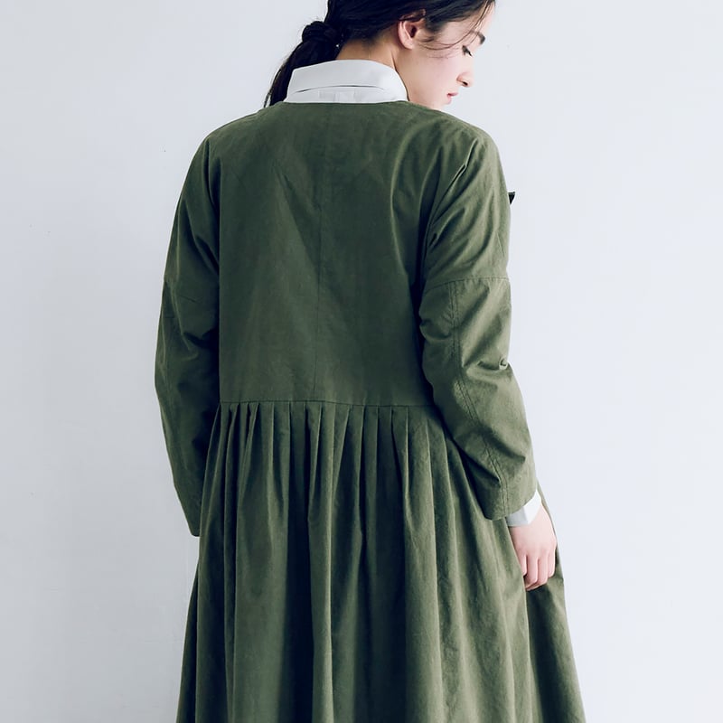 ピグメントダイコットン・フリルワンピース／カーキ | MAGALI