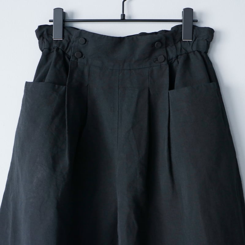 完売しました＞ハイカウントコットンリネン・コクーンパンツ／ブラック