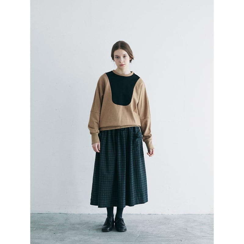 コットンスウェット・スイッチングプルオーバー／カフェオレ
