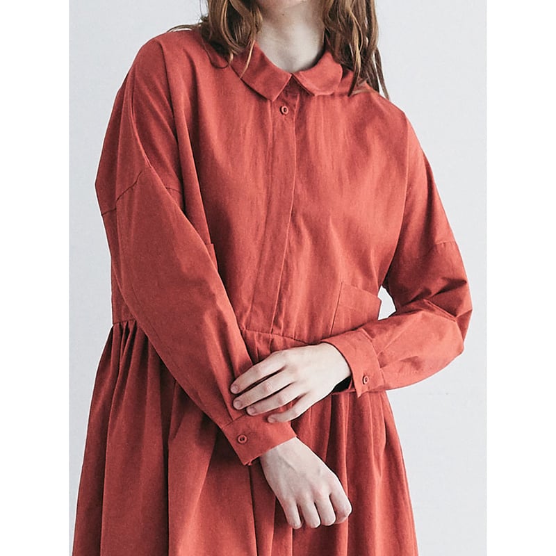 完売しました＞天日干しコットン・タックワンピース／レッド | MAGALI