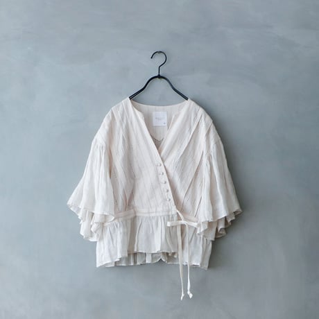 ＜完売しました・WEB限定＞コットンレース・カシュクールブラウス／アイボリー