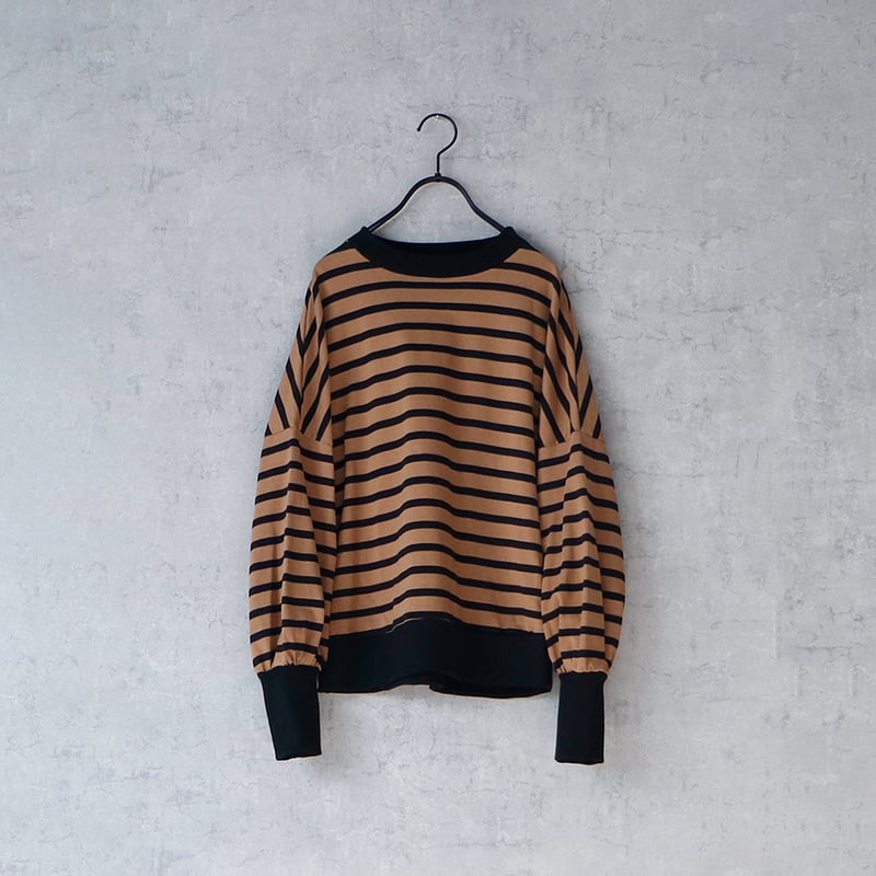 完売しました＞ハイゲージコットン・バスクボーダーカットソー ／モカ