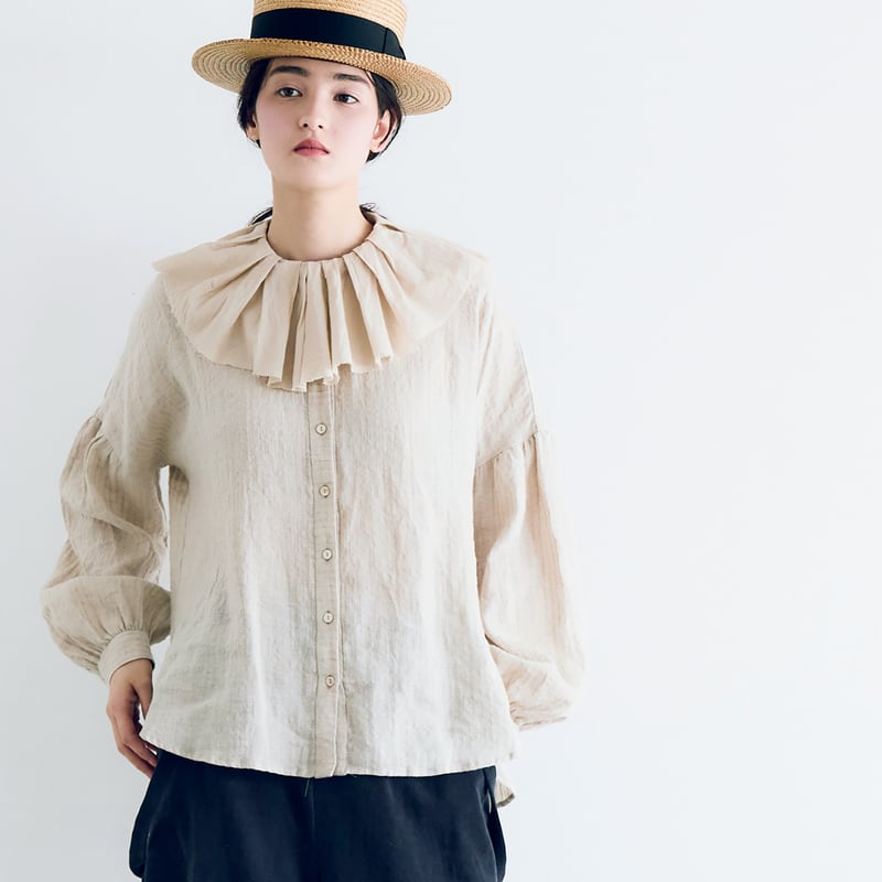 完売しました＞ストライプリネン・アンティークカラー・ブラウス
