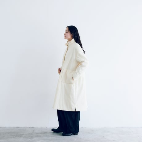 オールドコットンナイロンリネン・フリルカラーパディットコート ／アイボリー