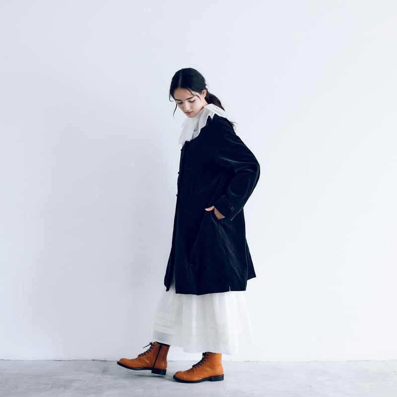 オールドヴィンテージコットン・ダブルボタンコート／ブラック | MAGALI