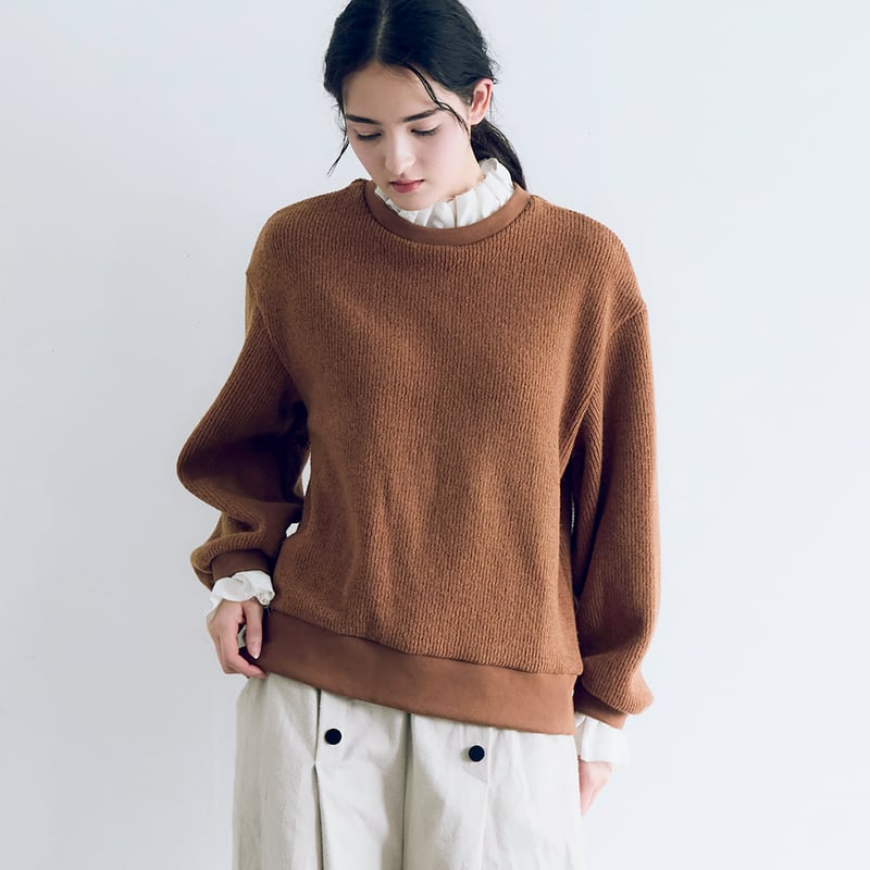 完売しました＞クォーターニット・フリルプルオーバー／ブラウン | MAGALI