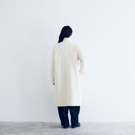 オールドコットンナイロンリネン・フリルカラーパディットコート ／アイボリー