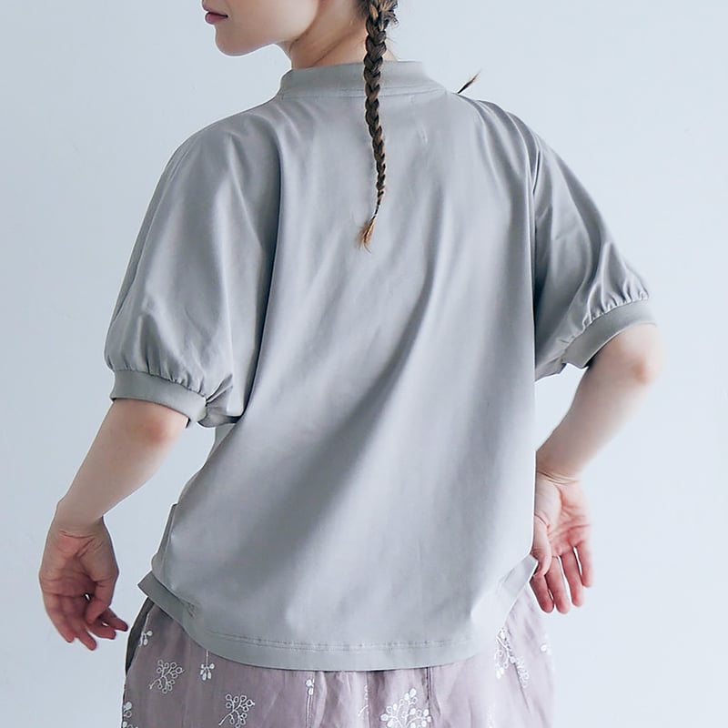新品未開封　MAGALI 天竺コットンギャザースリーブカットソー　サビブルー MAGALI | 天竺コットン・ギャザースリーブ・カットソー