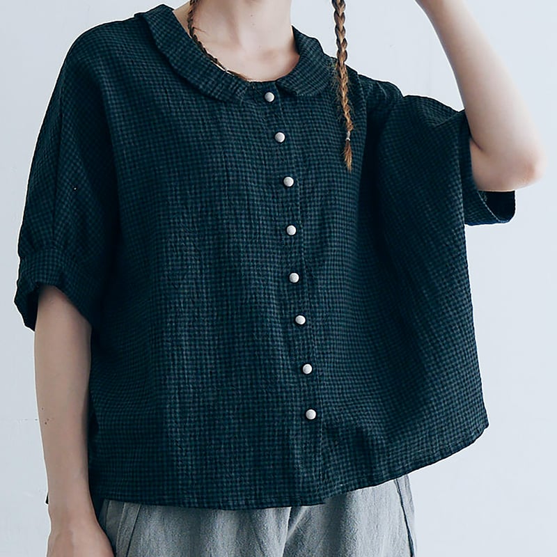magali コットンリネンフラットカラーコート　ブルー magali コットンリネンフラットカラーコート ブルー CATEGORY