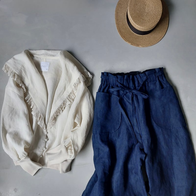 完売しました＞インディゴリネン・ロングパンツ／ネイビー | MAGALI