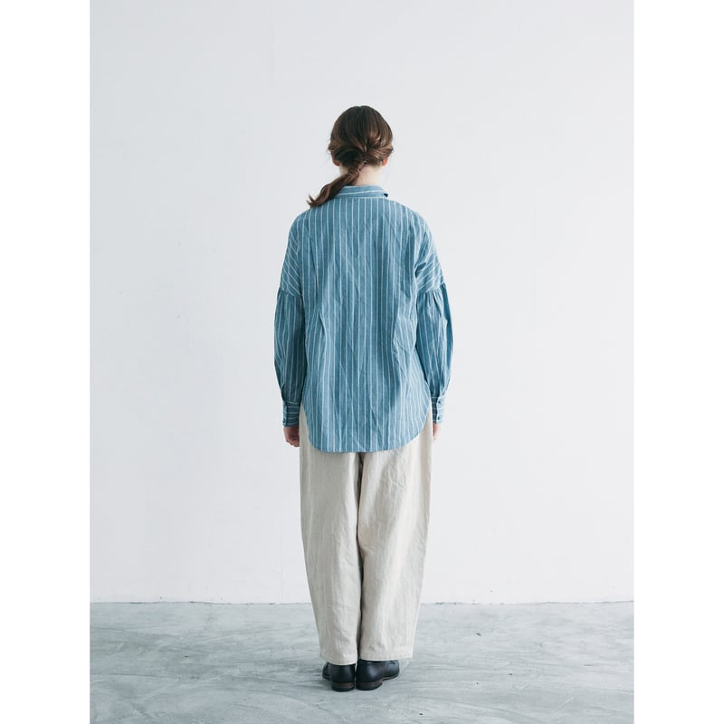 ✨美品✨MAGALI コットンダンテルフリルブラウス ストライプ ギャザー 上品 ✨美品✨MAGALI コットンダンテルフリルブラウス ストライプ ギャザー 上品