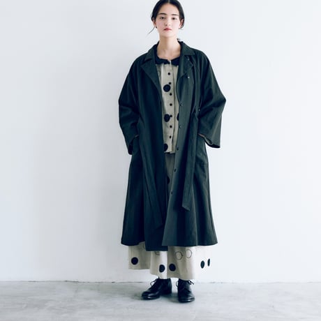 MAGALI | コットンリネンツイル・プリーツ・ジャケット (black