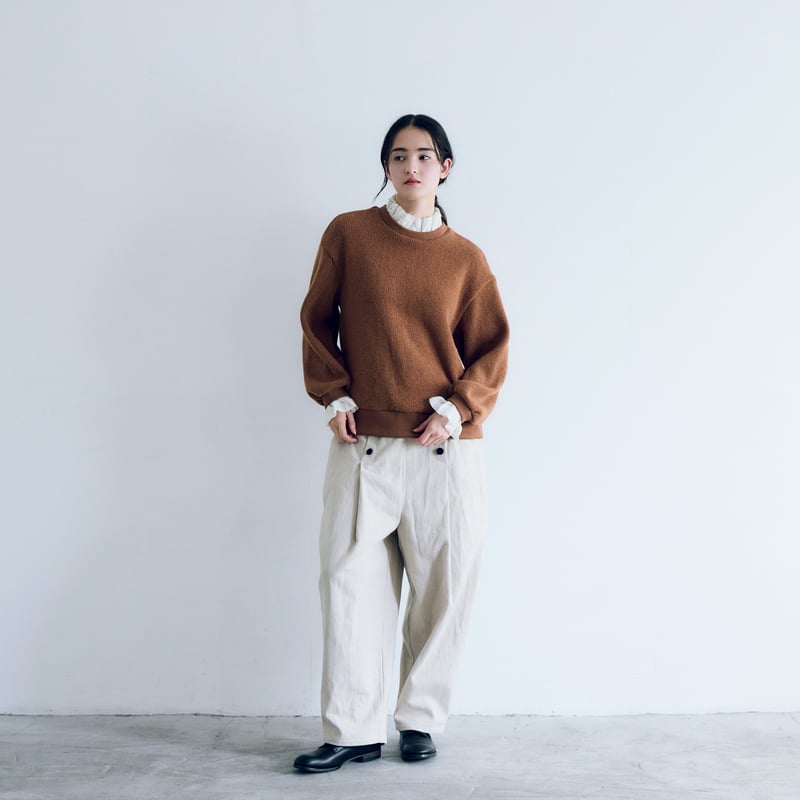 完売しました＞クォーターニット・フリルプルオーバー／ブラウン | MAGALI