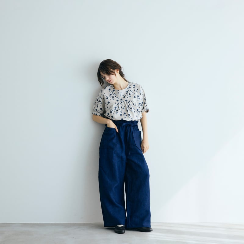 完売しました＞インディゴリネン・ロングパンツ／ネイビー | MAGALI